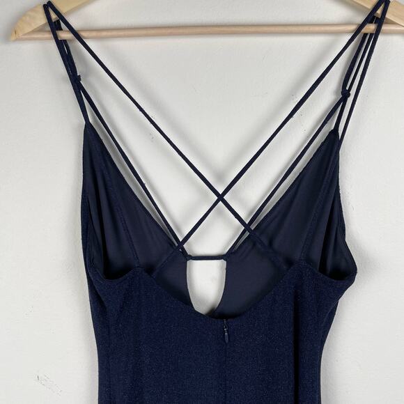 Misha Veronika Metallic Cutout Bodycon Midi Dress Nightshade Blue Size 10 - Picture 12 of 15